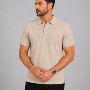 Men beige PK polo shirt premium cotton pique ABD Store Pakistan